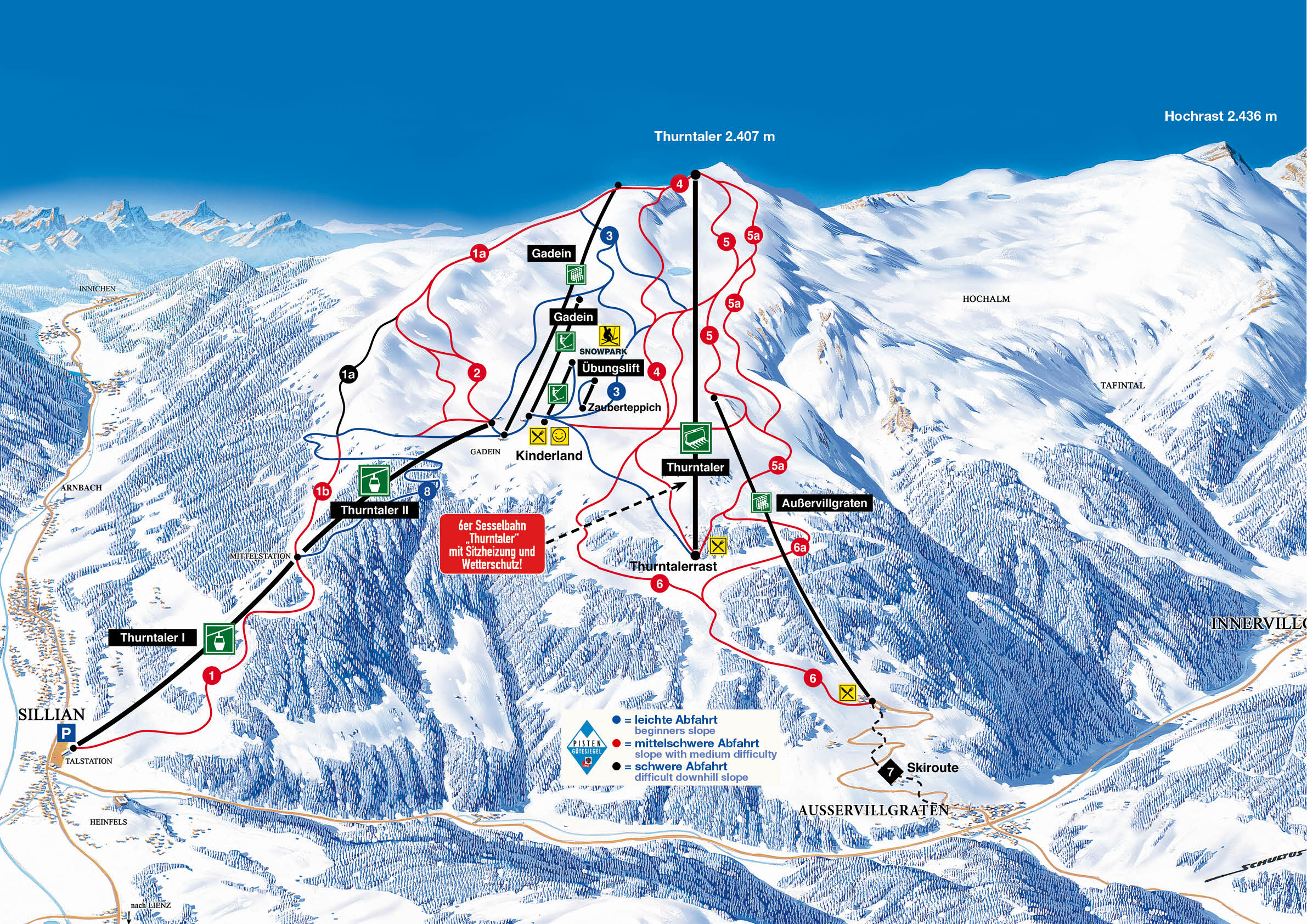 Bergfex Pistenplan Sillian Hochpustertal Panoramakarte Sillian