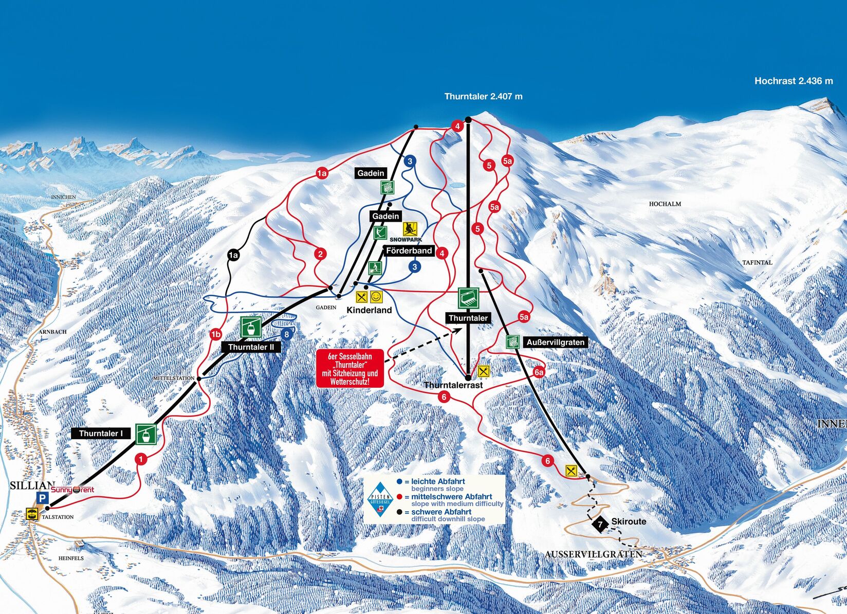 PistenplanSkigebiet Sillian / Hochpustertal
