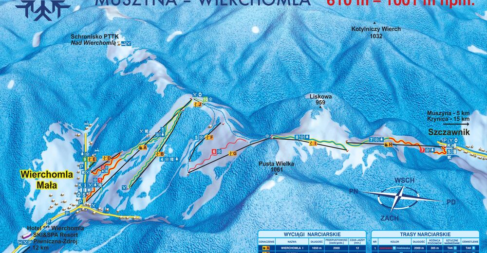 План лыжни Лыжный район Dwie Doliny Muszyna - Wierchomla