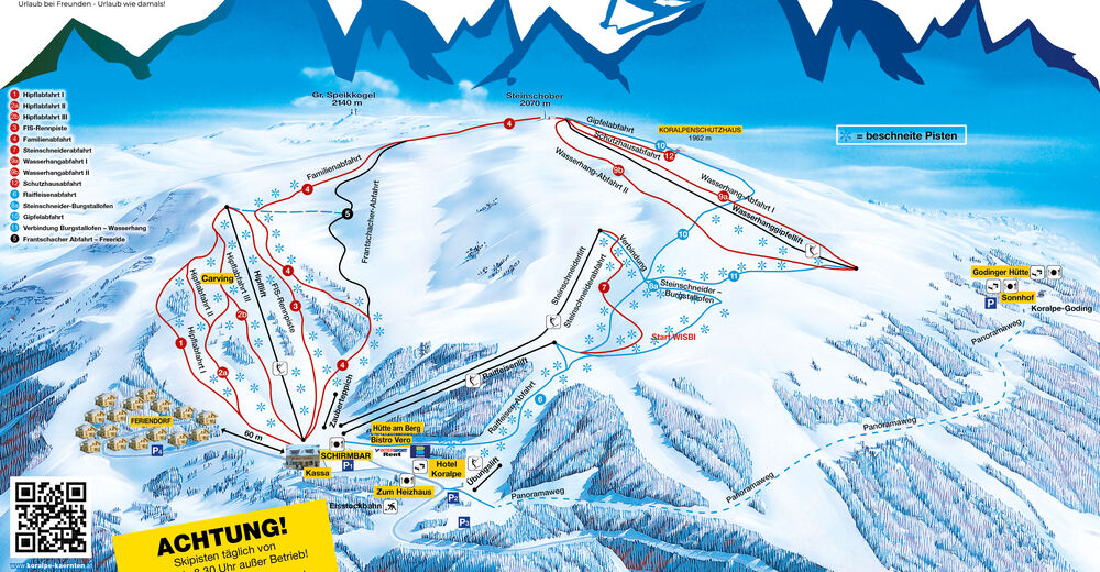 Plan skijaških staza Skijaško područje Koralpe