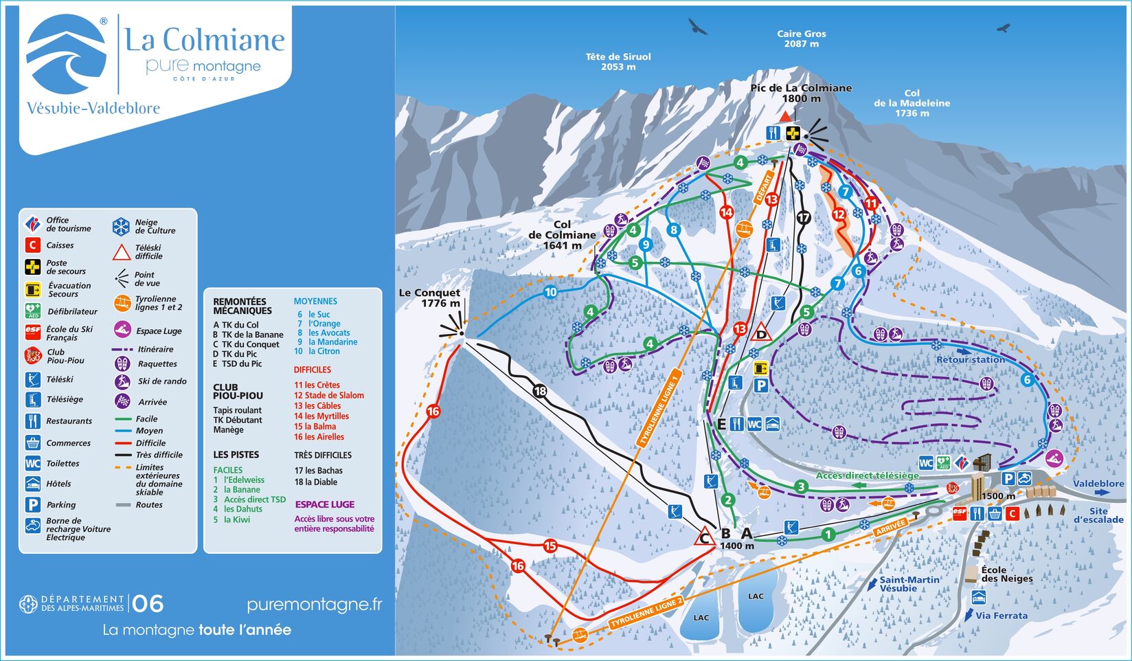 PistkartaSkidområde La Colmiane