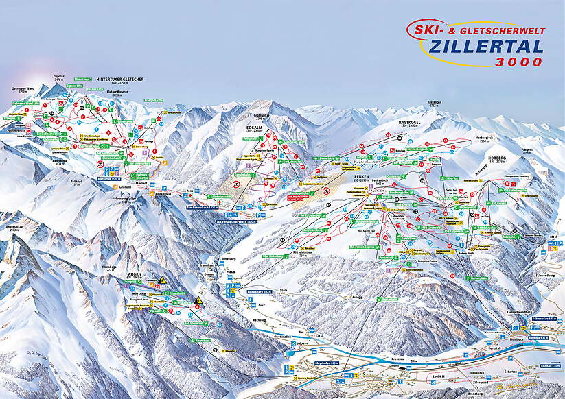 PistenplanSkigebiet Ski- und Gletscherwelt Zillertal 3000 / Zillertal