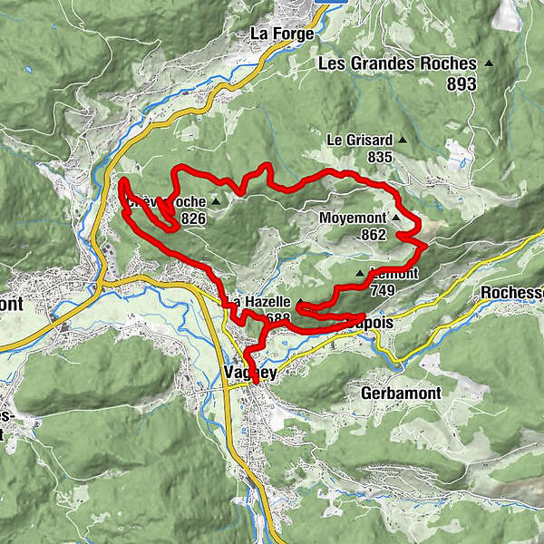 Circuit VTT N6 rouge Tour de Chèvre Roche et Moyenmont BERGFEX