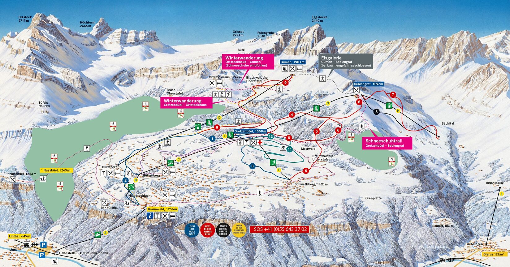PistenplanSkigebiet Braunwald