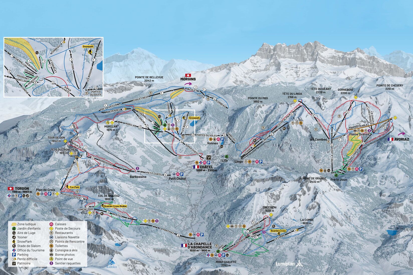 PistenplanSkigebiet La Chapelle d'Abondance / Portes du Soleil