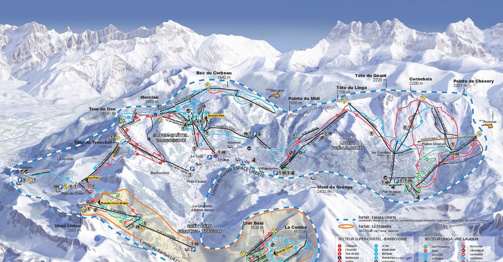 План лыжни Лыжный район La Chapelle d'Abondance / Portes du Soleil