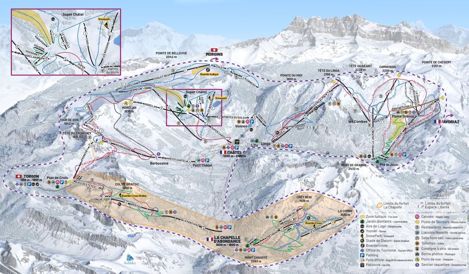 PistenplanSkigebiet La Chapelle d'Abondance / Portes du Soleil