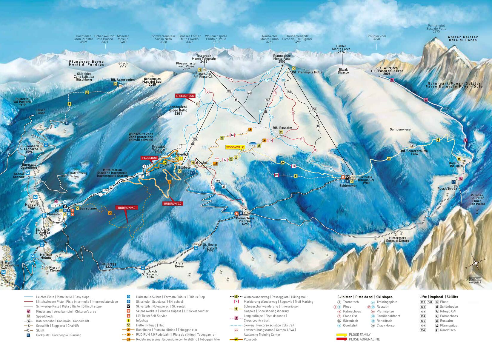 PistenplanSkigebiet Plose Brixen