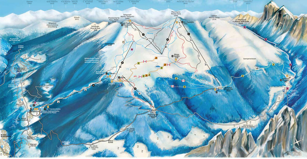 Plan skijaških staza Skijaško područje Plose Brixen