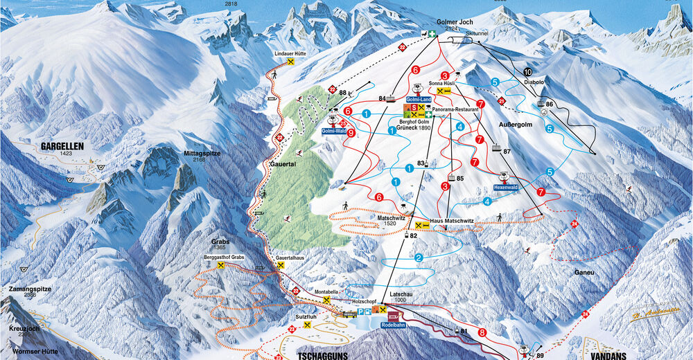 Plano de pista Estación de esquí Golm / Montafon