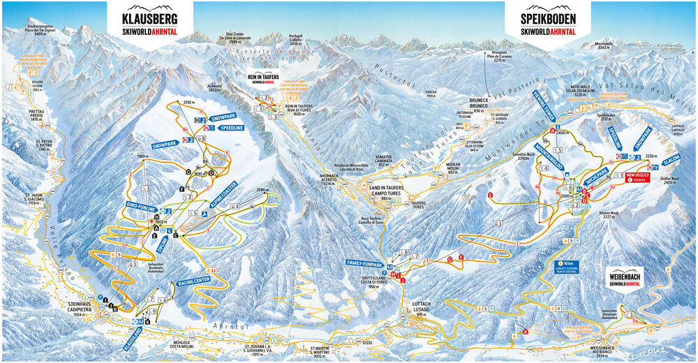 Plan skijaških staza Skijaško područje Klausberg - Ahrntal