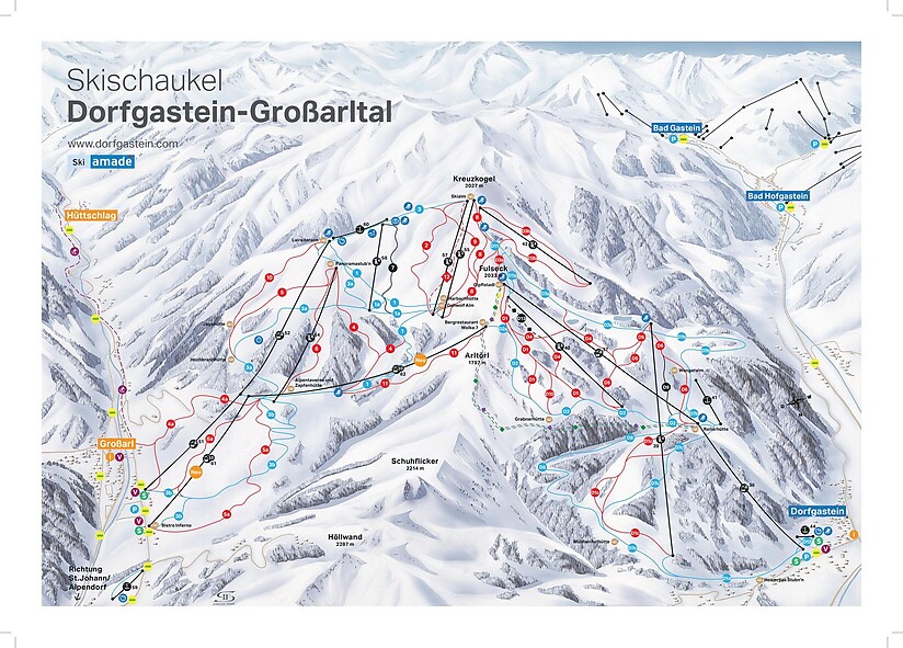 PistenplanSkigebiet Dorfgastein / Ski amade