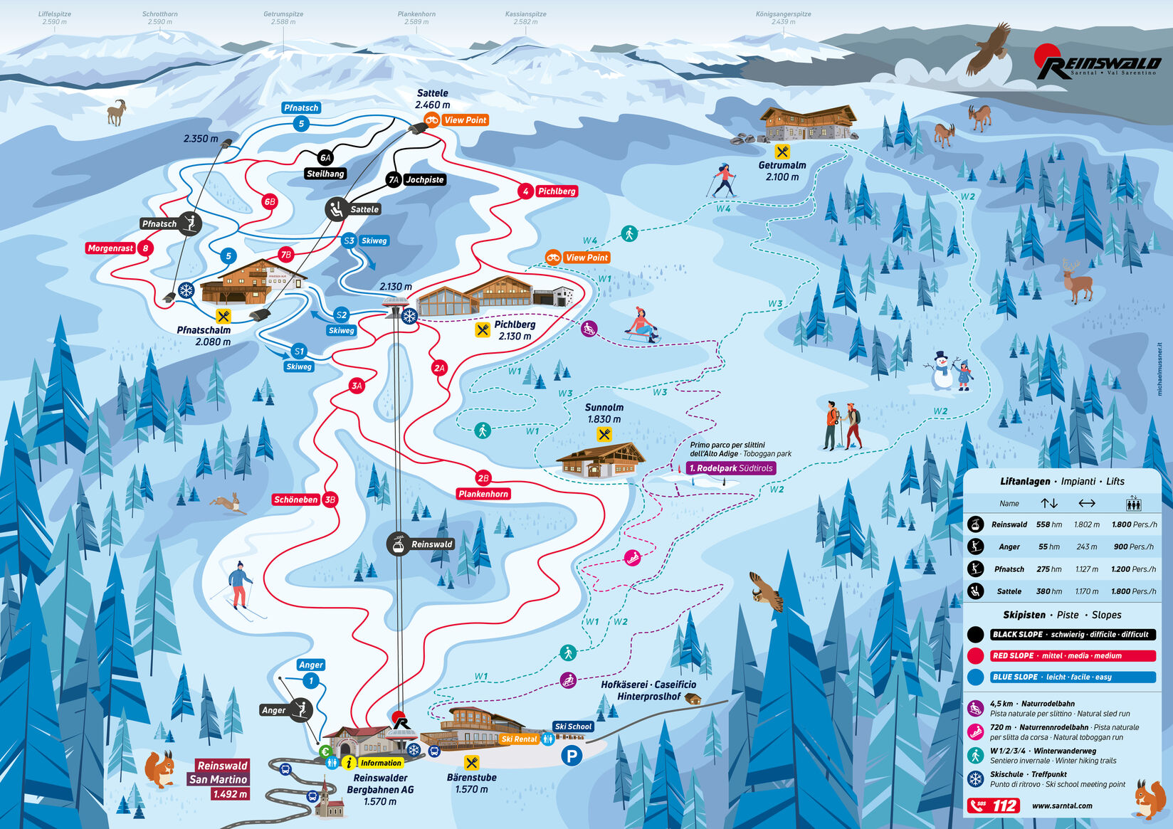 PistenplanSkigebiet Reinswald Sarntal