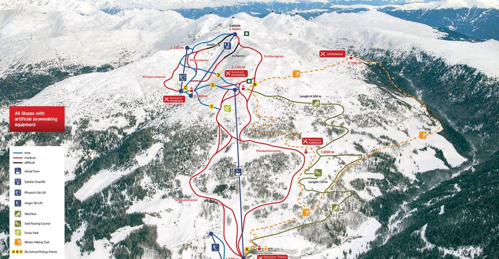 Pistenplan Skigebiet Reinswald Sarntal