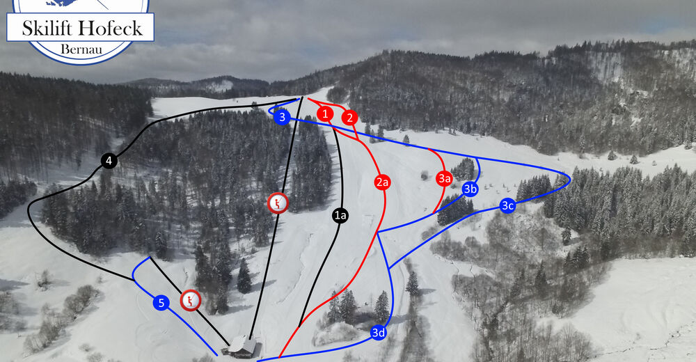 Planul pistelor Zonă de schi Bernau / Hofeck