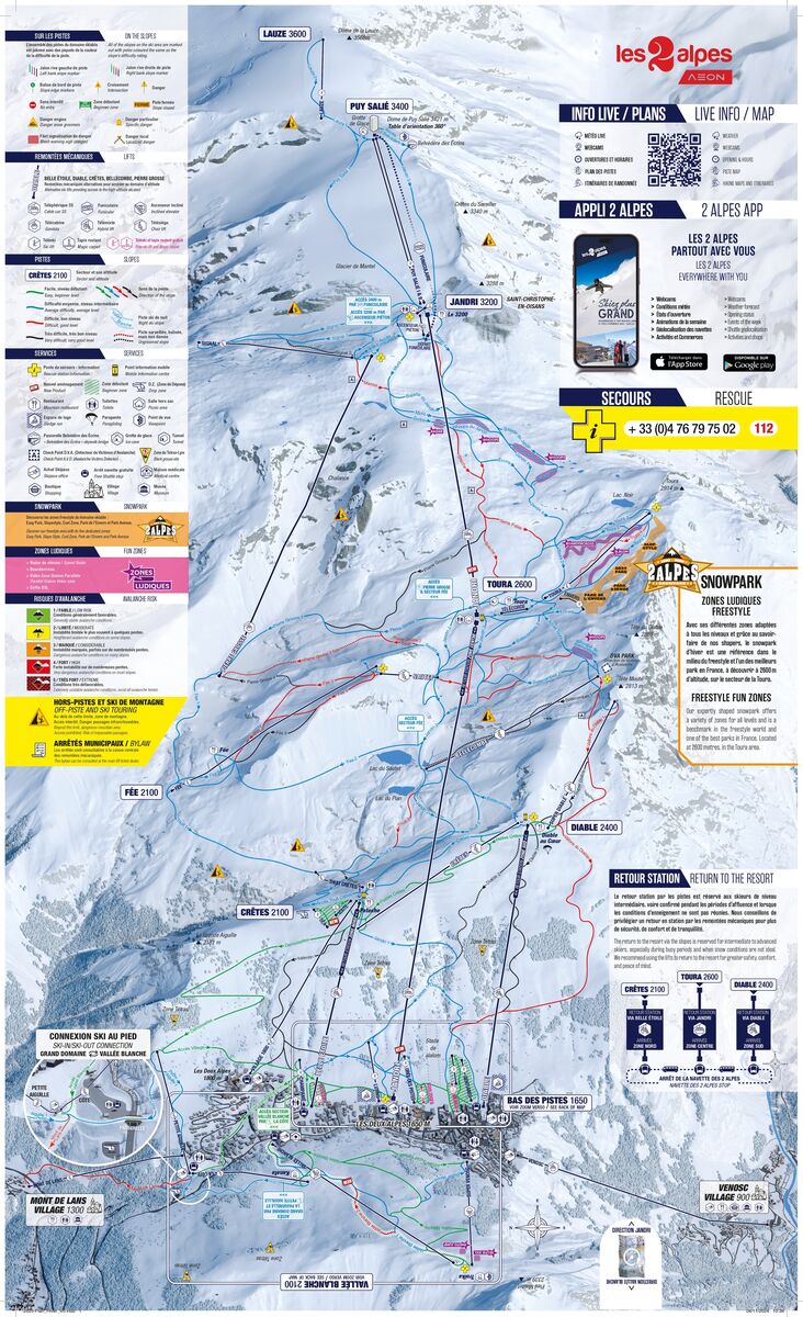 PistenplanSkigebiet Les 2 Alpes