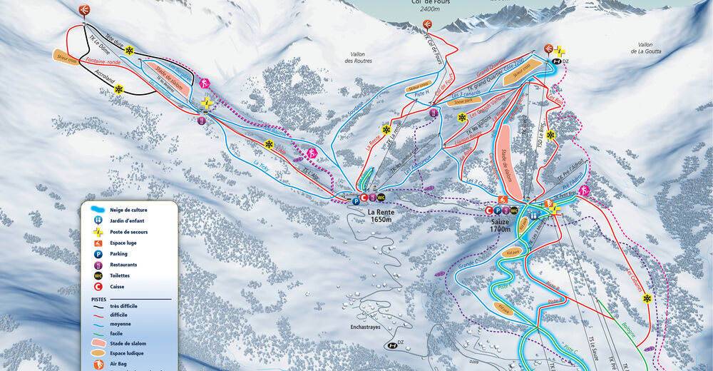 Pistenplan Skigebiet Sauze - Sauze 1700