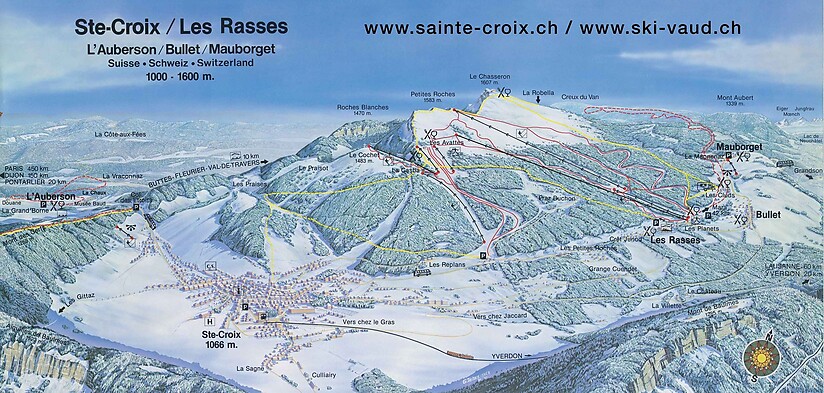 PistenplanSkigebiet Sainte Croix - Les Rasses