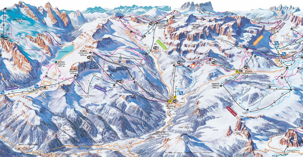 Planul pistelor Zonă de schi Marmolada Gletscher