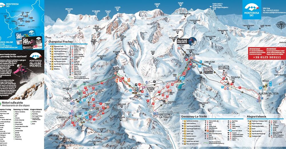 Plan de piste Station de ski Monterosa