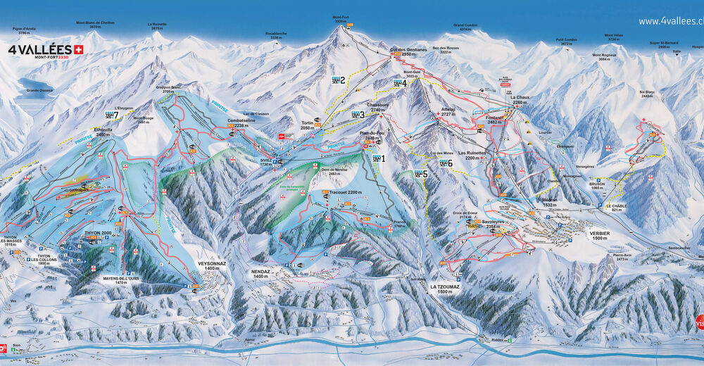Mapa stoków Ośrodek narciarski Veysonnaz / 4 Vallées