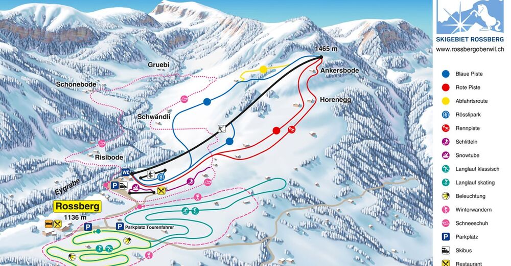 Pistenplan Skigebiet Rossberg - Oberwil