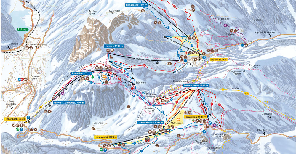 Pistenplan Skigebiet Mythenregion