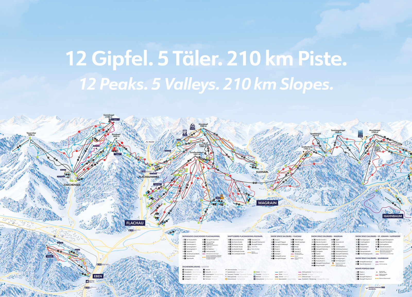 Pistenplan Skigebiet Ski amade / Flachau / Snow Space Salzburg