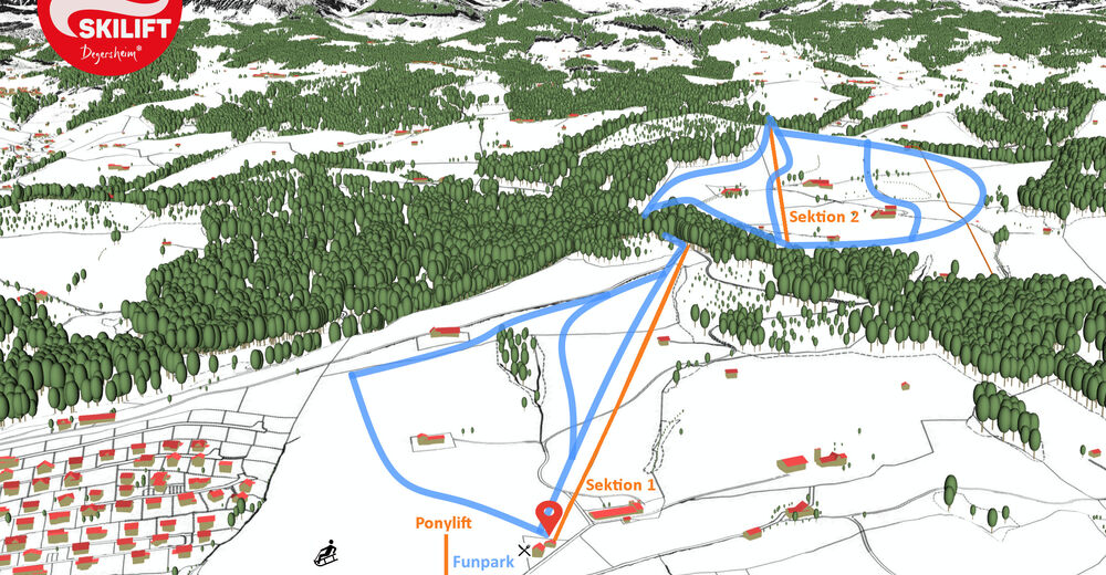 Plan skijaških staza Skijaško područje Degersheim
