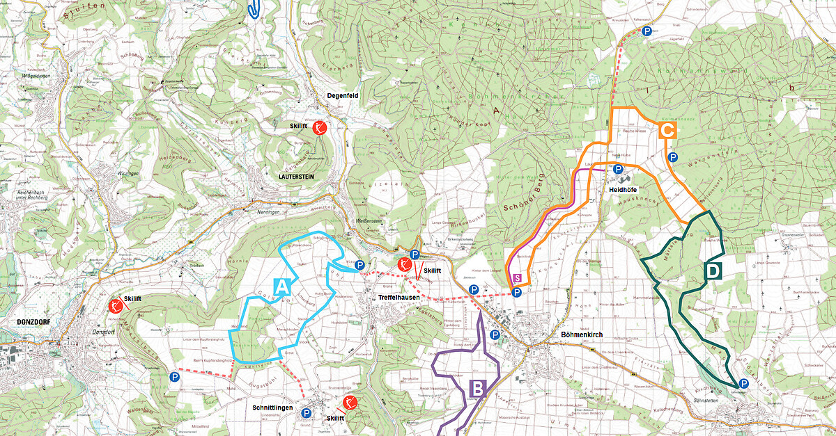 BERGFEX: Plan des pistes Böhmenkirch - Treffelhausen - Heidhöfe ...