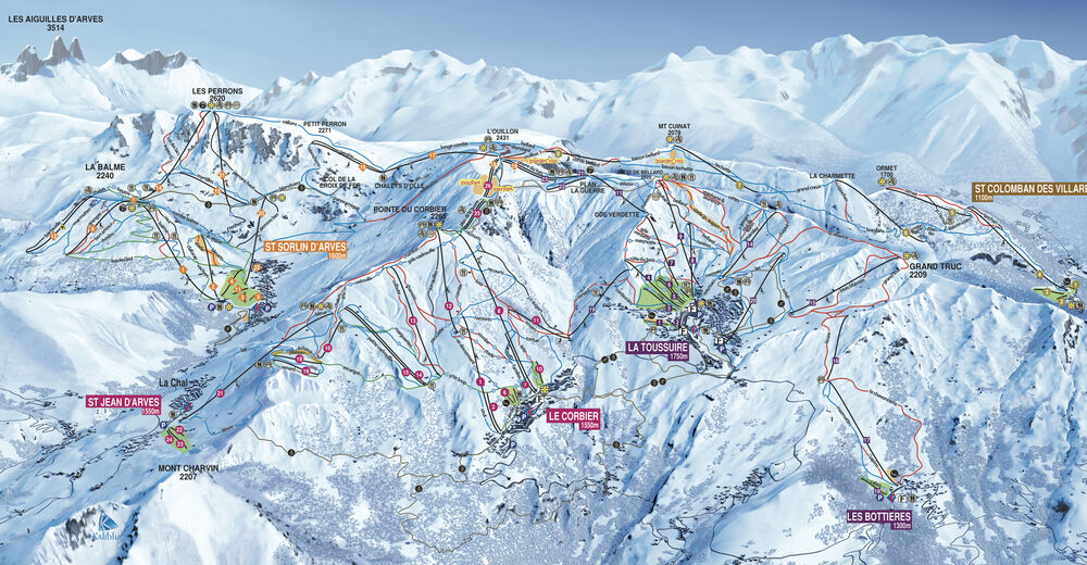 Plan de piste Station de ski Le Corbier - Les Sybelles