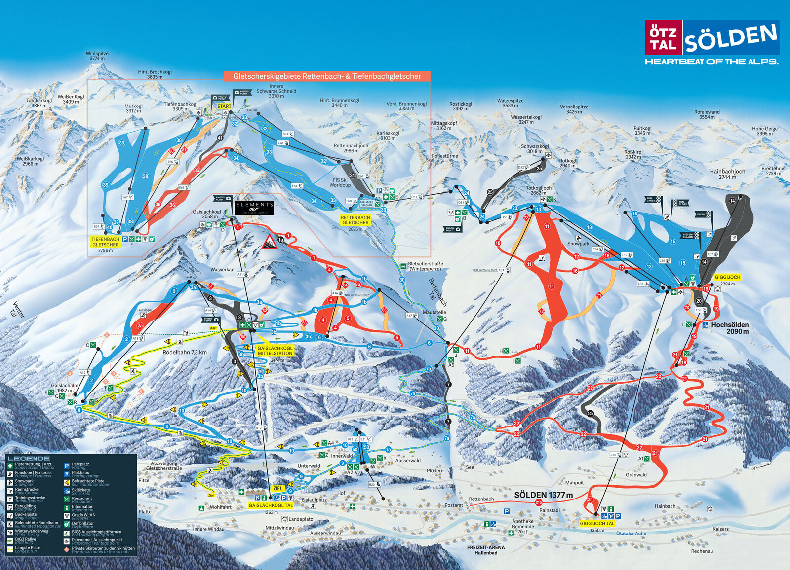Pistenplan Skigebiet Sölden Pistenplan Skigebiet Sölden