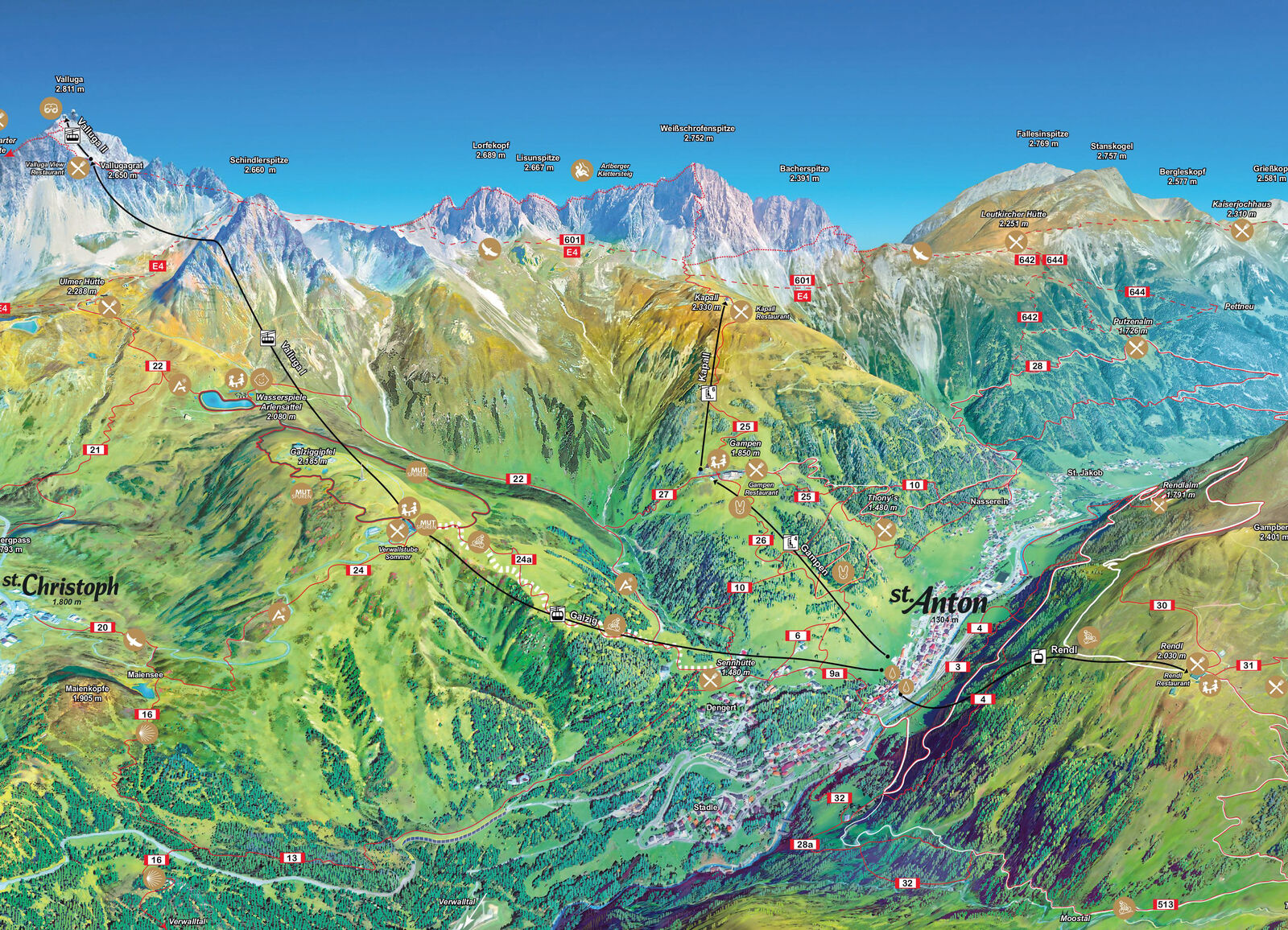 Pistenplan Skigebiet St. Anton / Arlberg Pistenplan Skigebiet St. Anton / Arlberg