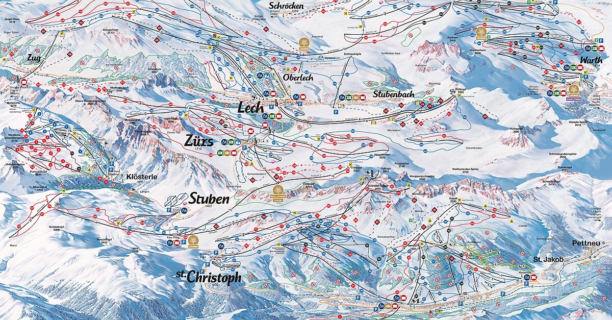 BERGFEX: Plan de piste St. Anton / Arlberg - Carte panoramique St. Anton / Arlberg - Carte St. Anton / Arlberg