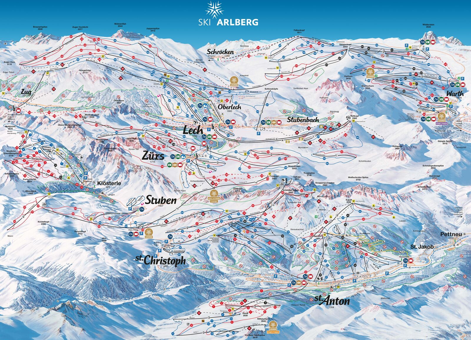 Pistenplan Skigebiet St. Anton / Arlberg