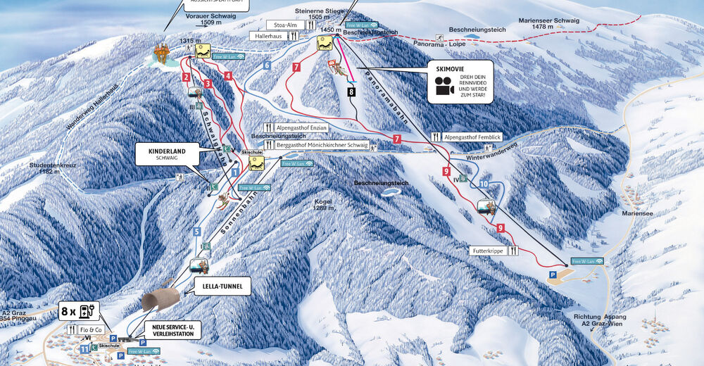 Planul pistelor Zonă de schi Mönichkirchen - Mariensee