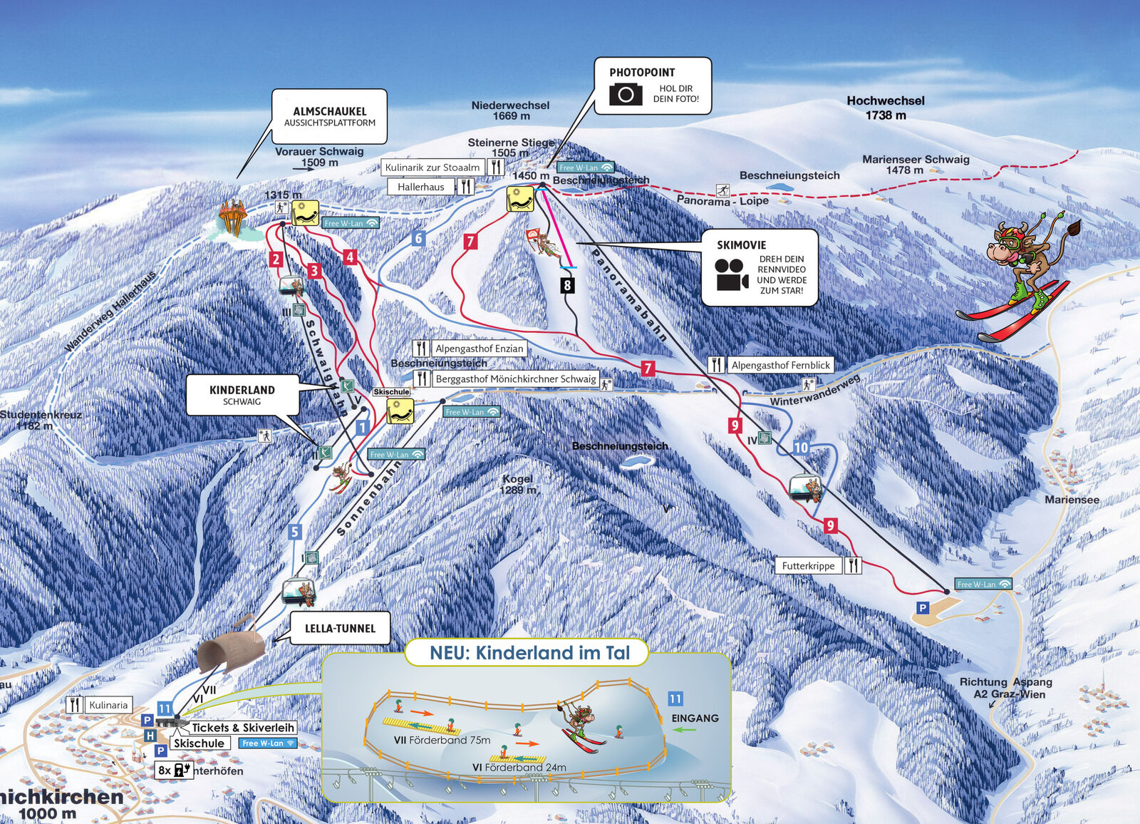 Pistenplan Skigebiet Mönichkirchen / Mariensee