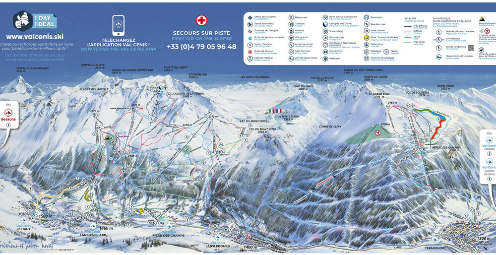 Plan skijaških staza Skijaško područje Val Cenis