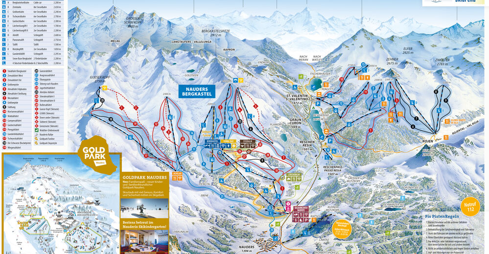 Plan skijaških staza Skijaško područje Nauders