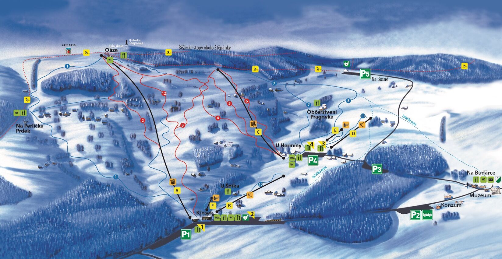 PistenplanSkigebiet Paseky nad Jizerou / Rokytnice nad Jizerou