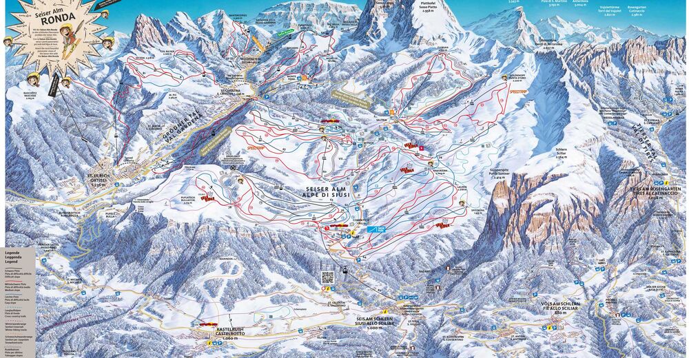 Plan skijaških staza Skijaško područje Seiser Alm