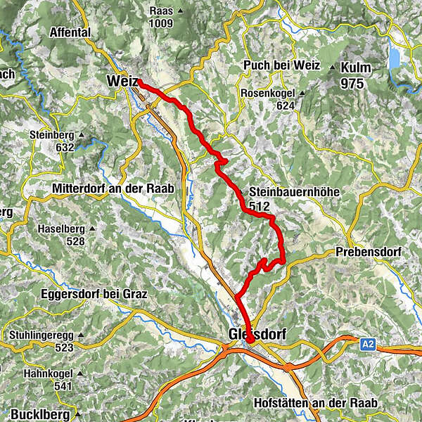 Radmannsdorf - Weiz - Steinbauernhöhe - Gleisdorf - BERGFEX - Wanderung ...