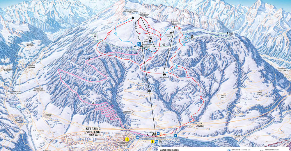 Mappa delle piste Comparto sciistico Monte Cavallo - Vipiteno