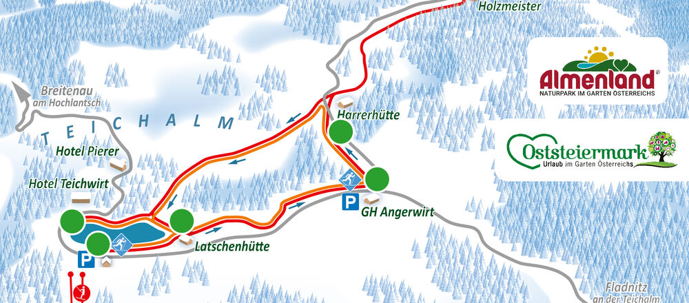 Loipenplan Almenland - Teichalm Lifte & Loipen
