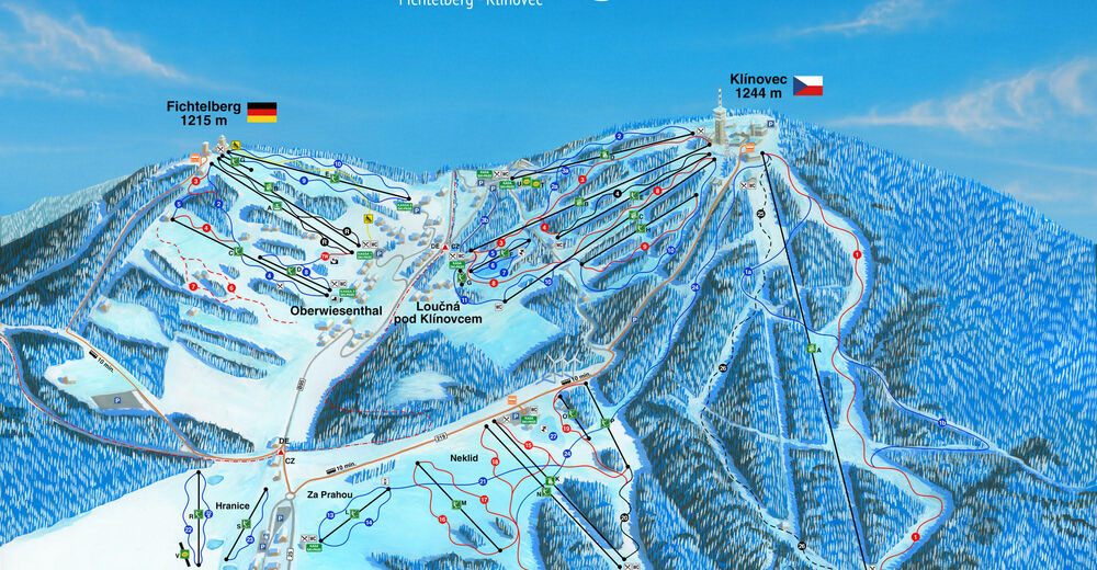 Plan skijaških staza Skijaško područje Klínovec / Keilberg