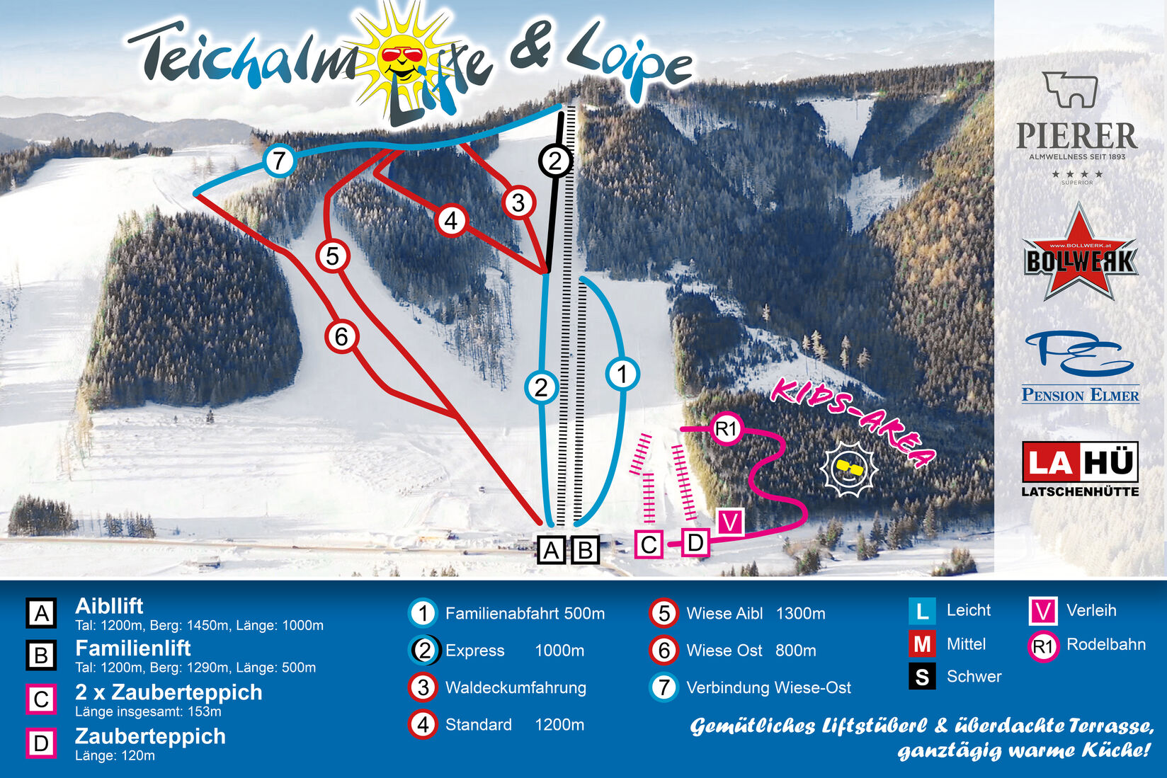 PistenplanSkigebiet Teichalm Lifte