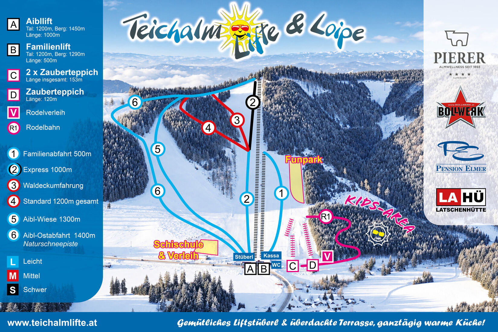 PistenplanSkigebiet Teichalm Lifte