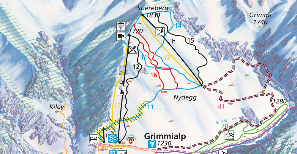 Plan skijaških staza Skijaško područje Grimmialp / Diemtigtal