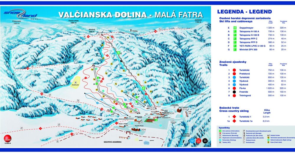 Mappa delle piste Comparto sciistico SNOWLAND – Valčianska dolina