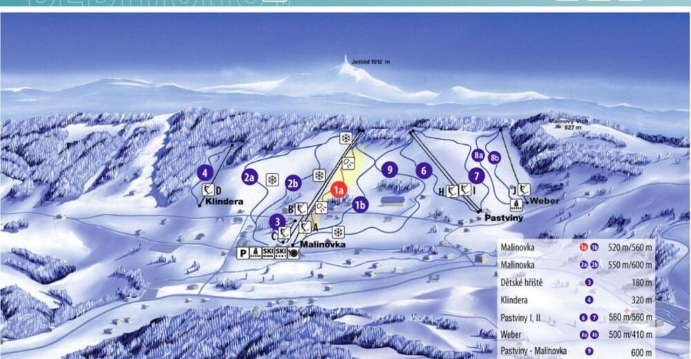 Mapa stoków Ośrodek narciarski Bedřichov / Jizerky